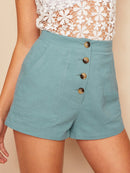 Button<b style="color:White;"><font size="1"> -</font></b>Fly Patch Pocket Shorts