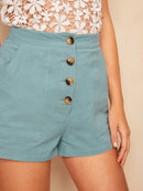 Button<b style="color:White;"><font size="1"> -</font></b>Fly Patch Pocket Shorts