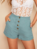 Button<b style="color:White;"><font size="1"> -</font></b>Fly Patch Pocket Shorts