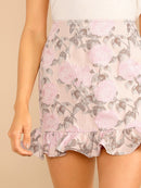 Textured<b style="color:White;"><font size="1"> -</font></b>Floral Ruffle Hem Skirt