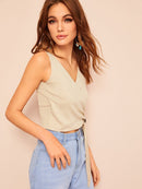 Wrap<b style="color:White;"><font size="1"> -</font></b>Front<b style="color:White;"><font size="1"> -</font></b>O-ring Detail Rib-knit Tank Top