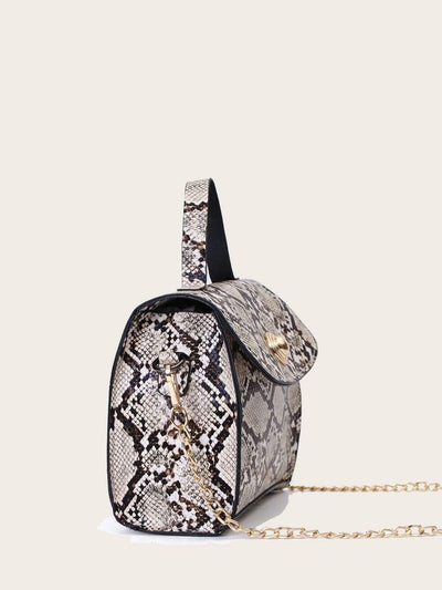 Snakeskin<b style="color:White;"><font size="1"> -</font></b>Print Satchel Bag