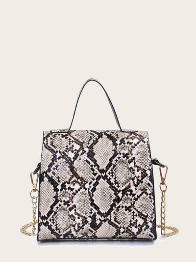 Snakeskin<b style="color:White;"><font size="1"> -</font></b>Print Satchel Bag