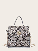 Snakeskin<b style="color:White;"><font size="1"> -</font></b>Print Satchel Bag