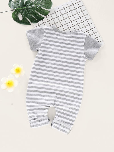 Baby<b style="color:White;"><font size="1"> -</font></b>Whale<b style="color:White;"><font size="1"> -</font></b>Print Striped Popper Romper