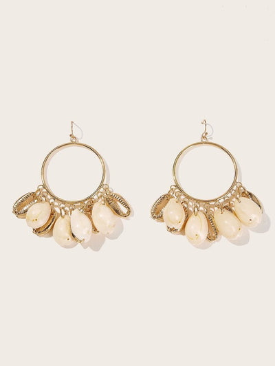 Seashell<b style="color:White;"><font size="1"> -</font></b>Decor<b style="color:White;"><font size="1"> -</font></b>Hoop Drop Earrings 1pair