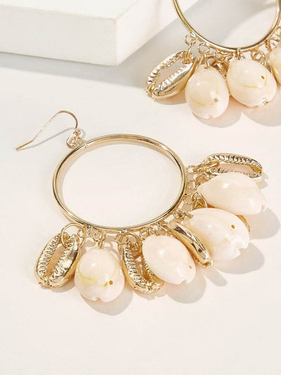 Seashell<b style="color:White;"><font size="1"> -</font></b>Decor<b style="color:White;"><font size="1"> -</font></b>Hoop Drop Earrings 1pair