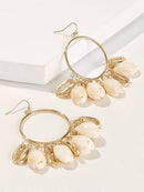 Seashell<b style="color:White;"><font size="1"> -</font></b>Decor<b style="color:White;"><font size="1"> -</font></b>Hoop Drop Earrings 1pair