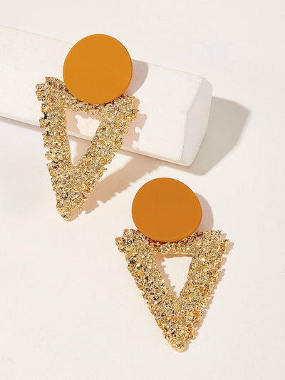 Round<b style="color:White;"><font size="1"> -</font></b>&<b style="color:White;"><font size="1"> -</font></b>Textured Triangle Drop Earrings 1pair