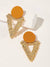 Round<b style="color:White;"><font size="1"> -</font></b>&<b style="color:White;"><font size="1"> -</font></b>Textured Triangle Drop Earrings 1pair