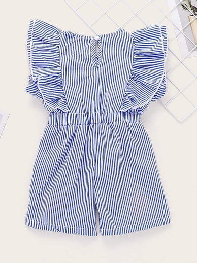 Toddler<b style="color:White;"><font size="1"> -</font></b>Girls<b style="color:White;"><font size="1"> -</font></b>Floral Embroidery Ruffle Striped Jumpsuit