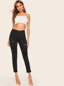 Ripped<b style="color:White;"><font size="1"> -</font></b>Raw Hem Jeans