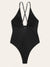 Crisscross<b style="color:White;"><font size="1"> -</font></b>Back<b style="color:White;"><font size="1"> -</font></b>Plunge Neck One Piece Swimsuit