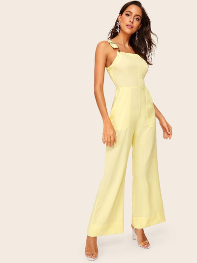 Pocket<b style="color:White;"><font size="1"> -</font></b>Patched<b style="color:White;"><font size="1"> -</font></b>High Waist Solid Jumpsuit