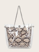 Clear<b style="color:White;"><font size="1"> -</font></b>Chain<b style="color:White;"><font size="1"> -</font></b>Tote Bag With Inner Pouch