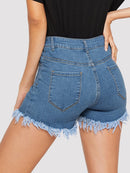 Raw<b style="color:White;"><font size="1"> -</font></b>Hem Denim Shorts