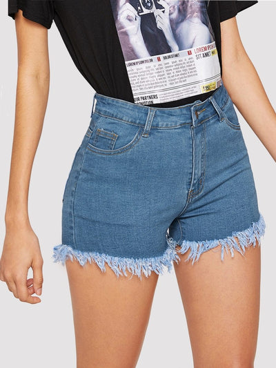 Raw<b style="color:White;"><font size="1"> -</font></b>Hem Denim Shorts