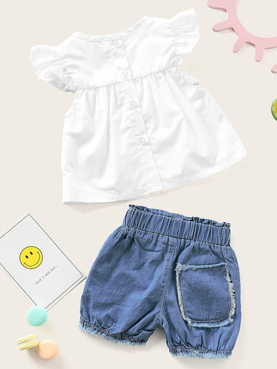 Baby<b style="color:White;"><font size="1"> -</font></b>Babydoll<b style="color:White;"><font size="1"> -</font></b>Top With Denim Shorts