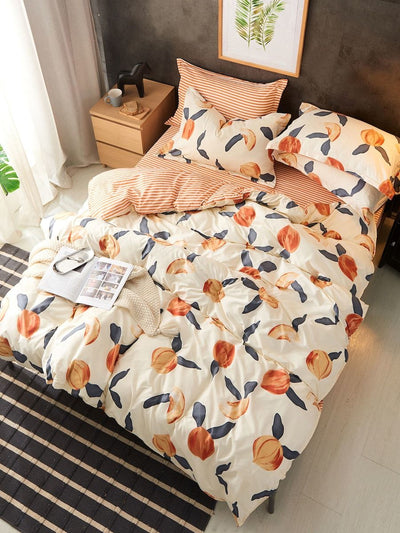 Peach<b style="color:White;"><font size="1"> -</font></b>Print Bedding Set