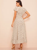 Ruffle<b style="color:White;"><font size="1"> -</font></b>Trim Dot Print Dress