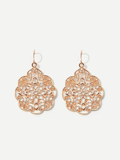 Hollow<b style="color:White;"><font size="1"> -</font></b>Flower<b style="color:White;"><font size="1"> -</font></b>Design Drop Earrings 1pair