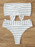 Striped<b style="color:White;"><font size="1"> -</font></b>Tie<b style="color:White;"><font size="1"> -</font></b>Front<b style="color:White;"><font size="1"> -</font></b>Bandeau With High Waist Bikini Set