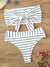 Striped<b style="color:White;"><font size="1"> -</font></b>Tie<b style="color:White;"><font size="1"> -</font></b>Front<b style="color:White;"><font size="1"> -</font></b>Bandeau With High Waist Bikini Set