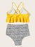 Peplum<b style="color:White;"><font size="1"> -</font></b>Top<b style="color:White;"><font size="1"> -</font></b>With<b style="color:White;"><font size="1"> -</font></b>Leopard Ruched High Waist Bikini Set