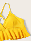 Peplum<b style="color:White;"><font size="1"> -</font></b>Top<b style="color:White;"><font size="1"> -</font></b>With<b style="color:White;"><font size="1"> -</font></b>Leopard Ruched High Waist Bikini Set