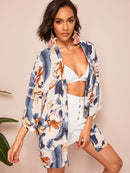 Leaf<b style="color:White;"><font size="1"> -</font></b>& Floral Print Kimono