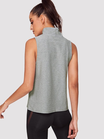 Drawstring<b style="color:White;"><font size="1"> -</font></b>High<b style="color:White;"><font size="1"> -</font></b>Neck Heather Knit Top