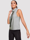 Drawstring<b style="color:White;"><font size="1"> -</font></b>High<b style="color:White;"><font size="1"> -</font></b>Neck Heather Knit Top