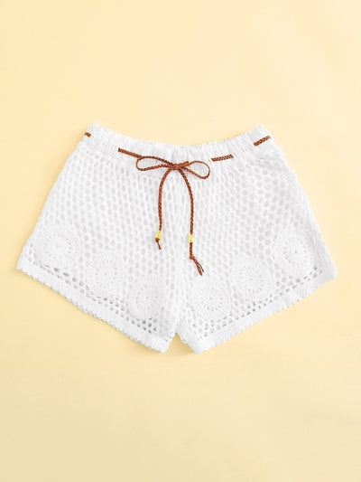 Crochet<b style="color:White;"><font size="1"> -</font></b>Drawstring Waist Shorts