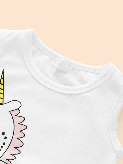 Baby<b style="color:White;"><font size="1"> -</font></b>Unicorn<b style="color:White;"><font size="1"> -</font></b>Print Contrast Mesh Tank Romper