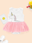 Baby<b style="color:White;"><font size="1"> -</font></b>Unicorn<b style="color:White;"><font size="1"> -</font></b>Print Contrast Mesh Tank Romper