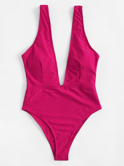 Neon <b style="color:White;"><font size="1"> -</font></b>Deep V Neck One Piece Swimsuit