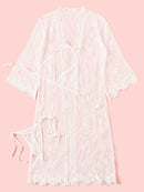 Floral<b style="color:White;"><font size="1"> -</font></b>Lace<b style="color:White;"><font size="1"> -</font></b>Sheer Lingerie Set With Robe