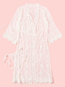 Floral<b style="color:White;"><font size="1"> -</font></b>Lace<b style="color:White;"><font size="1"> -</font></b>Sheer Lingerie Set With Robe