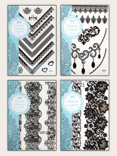 Mix<b style="color:White;"><font size="1"> -</font></b>Pattern Tattoo Sticker 4sheets