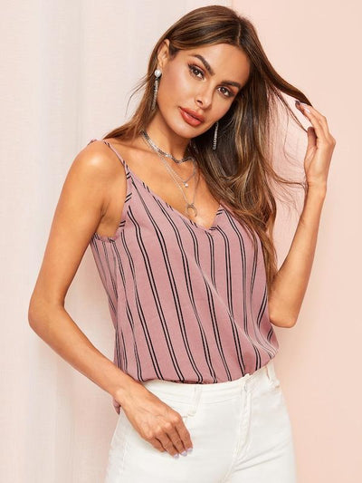 Double<b style="color:White;"><font size="1"> -</font></b>V Striped Cami Top