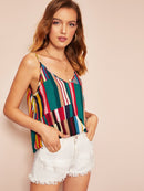 Double<b style="color:White;"><font size="1"> -</font></b>V<b style="color:White;"><font size="1"> -</font></b>Neckline Striped Cami Top