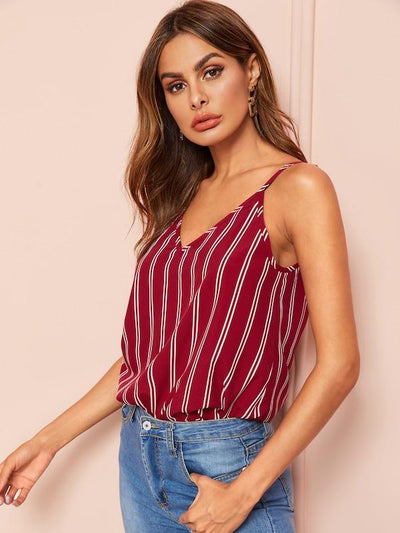 Double<b style="color:White;"><font size="1"> -</font></b>V Striped Cami Top