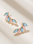 Rhinestone<b style="color:White;"><font size="1"> -</font></b>Leaf Stud Earrings 1pair