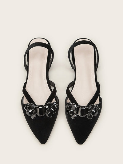 Rhinestone<b style="color:White;"><font size="1"> -</font></b>Decor Point Toe Flats