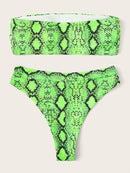 Neon<b style="color:White;"><font size="1"> -</font></b>Lime<b style="color:White;"><font size="1"> -</font></b>Snakeskin Print Bandeau Bikini Set