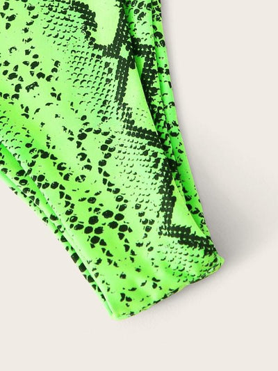 Neon<b style="color:White;"><font size="1"> -</font></b>Lime<b style="color:White;"><font size="1"> -</font></b>Snakeskin Print Bandeau Bikini Set