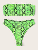 Neon<b style="color:White;"><font size="1"> -</font></b>Lime<b style="color:White;"><font size="1"> -</font></b>Snakeskin Print Bandeau Bikini Set