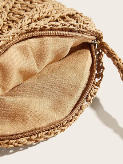 Tassel<b style="color:White;"><font size="1"> -</font></b>Detail<b style="color:White;"><font size="1"> -</font></b>Round Straw Crossbody Bag