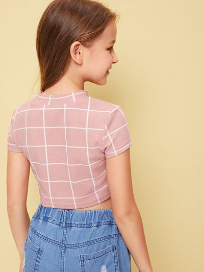 Girls<b style="color:White;"><font size="1"> -</font></b>Mock-neck Textured Grid Top