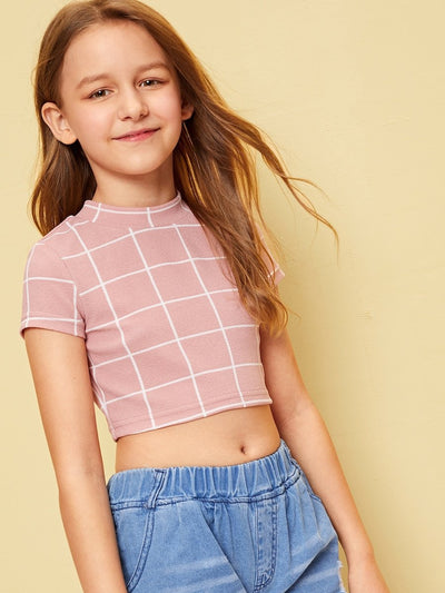 Girls<b style="color:White;"><font size="1"> -</font></b>Mock-neck Textured Grid Top